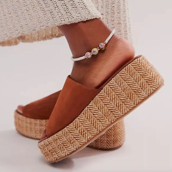 FREE PEOPLE HARBOR RAFFIA FLATFORM SANDALS Size 10 - Picture 9 of 11